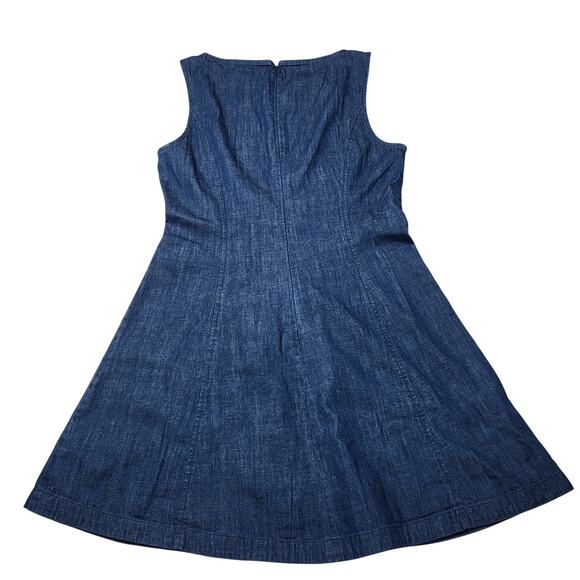 Madewell Denim Boatneck Mini Jean Dress Sleeveless Fit & Flare Cotton Small 6 - Picture 4 of 8